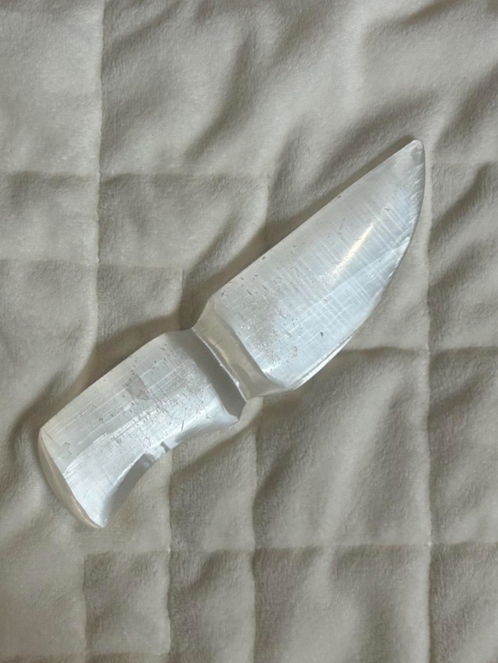 Selenite Carved Knife Sculpture - White Decorative Accent